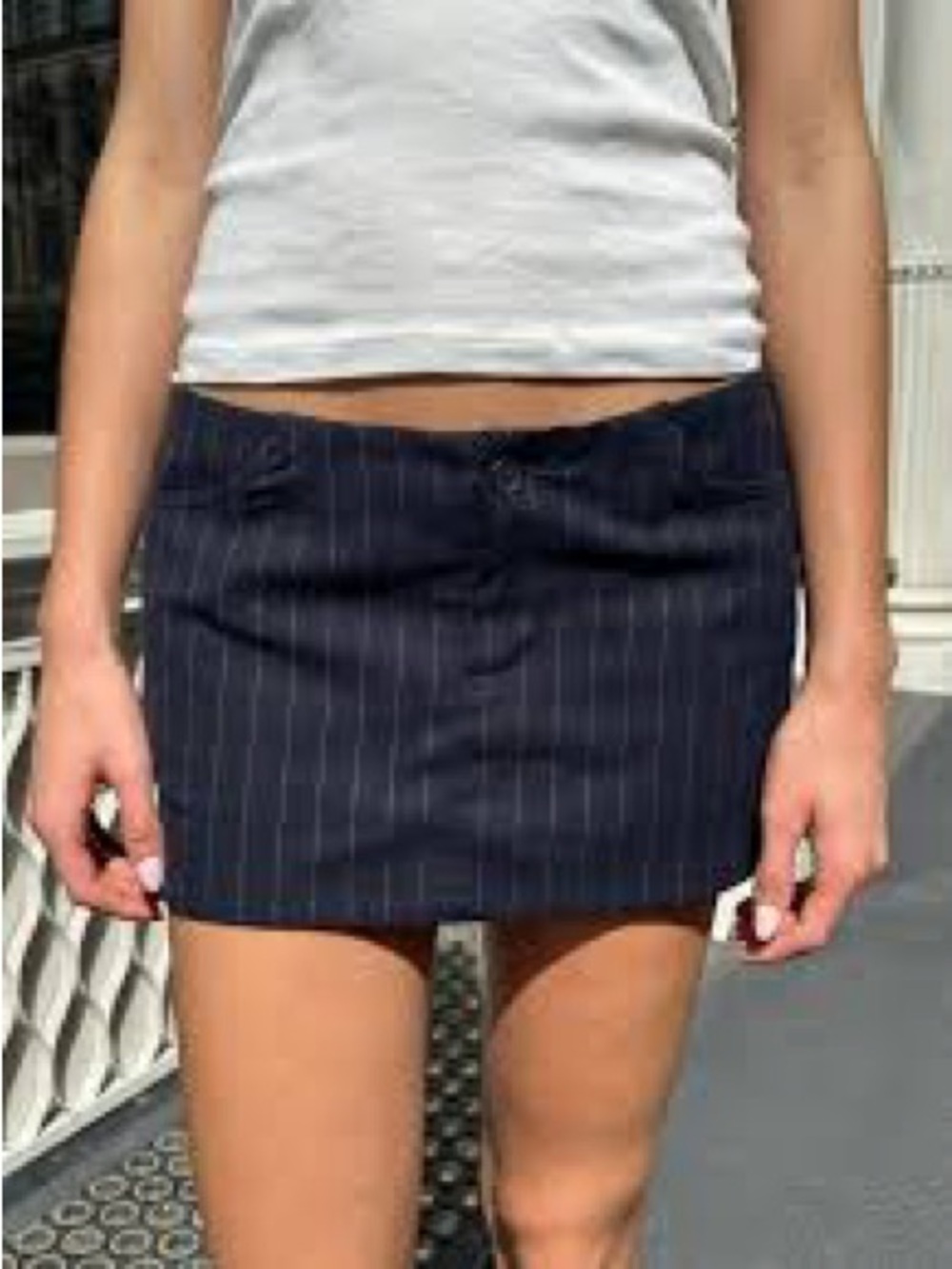 Brandy Melville Louisa Black Pinstripe Mini Skirt